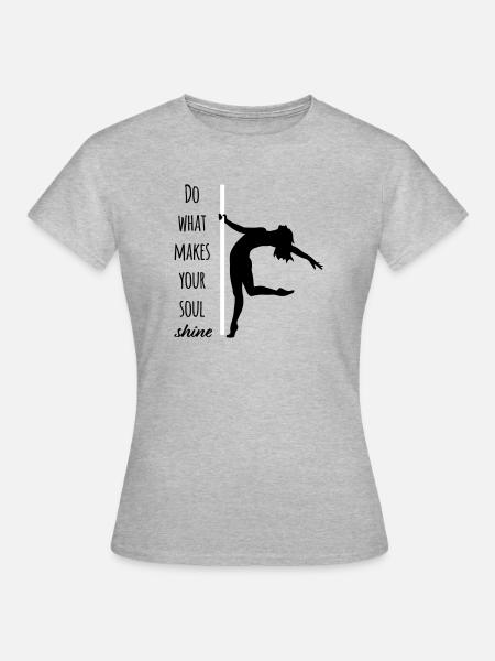 Soul Shine Poledance Silhouette mit Zitat - Frauen T-Shirt - Grau meliert