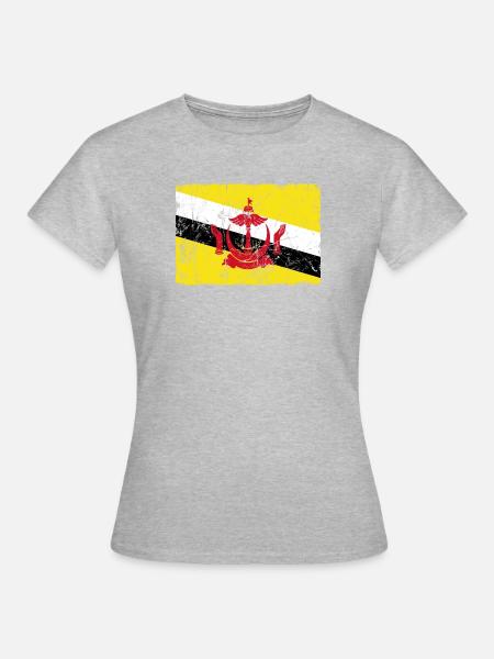 Brunei-Flaggenweinleseeffekt - Frauen T-Shirt - Grau meliert