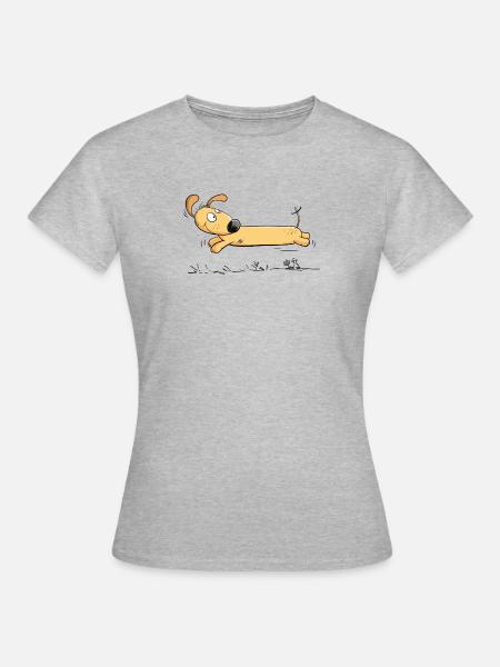 Rasender Dackel Teckel Hund I Hundefreund Geschenk - Frauen T-Shirt - Grau meliert