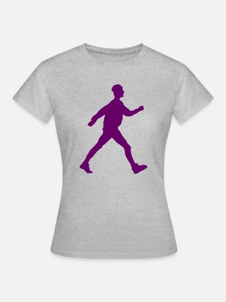 Walker Schattenbild lila - Frauen T-Shirt - Grau meliert