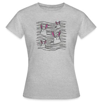 Cheeky lapins - lapin - dessin - T-shirt Femme - gris chiné - Devant - AI Model Female 172 dark (172cm)
