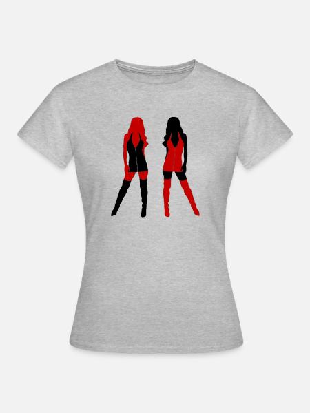 Rot & Schwarz - Frauen T-Shirt - Grau meliert