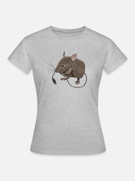 USB-Maus - Frauen T-Shirt - Grau meliert