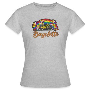 Bunte Fahrradromantik mit Regenbogen Bicyclette - Frauen T-Shirt - Grau meliert - Vorne - AI Model Female 172 dark (172cm)