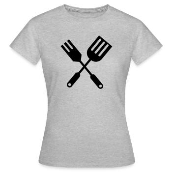 BBQ Küchenbesteck - Frauen T-Shirt - Grau meliert - Vorne - AI Model Female 172 dark (172cm)