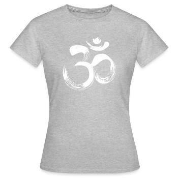 Yoga OM sanskrit blanc - T-shirt Femme - gris chiné - Devant - AI Model Female 172 dark (172cm)