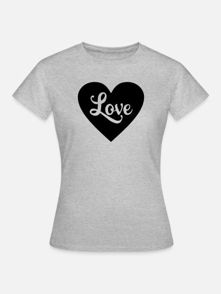 Liebesherz - Frauen T-Shirt - Grau meliert