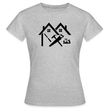 Logo charpentier maison scie à ciseau et raboteuse - T-shirt Femme - gris chiné - Devant - AI Model Female 172 dark (172cm)