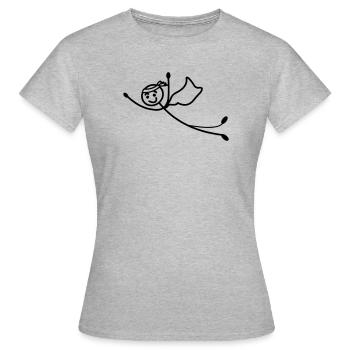 Super jung oder Mann fliegt schnell mit Umhang - Frauen T-Shirt - Grau meliert - Vorne - AI Model Female 172 dark (172cm)