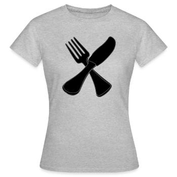 Couteau à couverts et fourchette - T-shirt Femme - gris chiné - Devant - AI Model Female 172 dark (172cm)