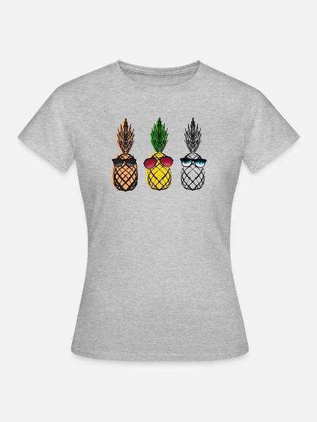 3 freunde ananas 80s sonnenbrille sommer cool lol - Frauen T-Shirt - Grau meliert