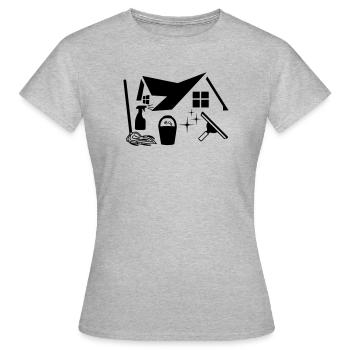 Reiniger Fensterreiniger Logo für Firmenkleidung - Frauen T-Shirt - Grau meliert - Vorne - AI Model Female 172 dark (172cm)