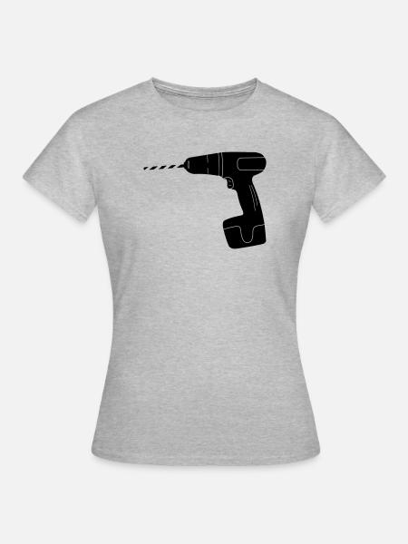 Werkzeugbohrer-Logo - Frauen T-Shirt - Grau meliert