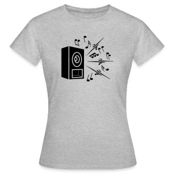Music box with lots of loud music - Women's T-Shirt - heather grey - Front - AI Model Female 172 dark (172cm)