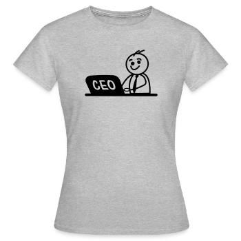 CEO von Arbeitslaptop - Frauen T-Shirt - Grau meliert - Vorne - AI Model Female 172 dark (172cm)