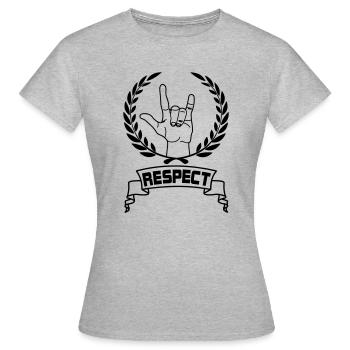 Respect du geste de la main avec texte RESPECT - T-shirt Femme - gris chiné - Devant - AI Model Female 172 dark (172cm)