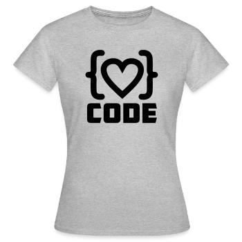 Herzprogrammierer Code Logo mit Text CODE - Frauen T-Shirt - Grau meliert - Vorne - AI Model Female 172 dark (172cm)