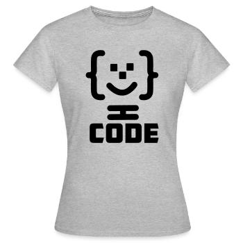 Hauptprogrammierer-Code-Logo mit Text CODE - Frauen T-Shirt - Grau meliert - Vorne - AI Model Female 172 dark (172cm)
