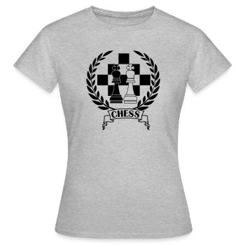 Chess pieces in laurel wreath with text CHESS - Women's T-Shirt - heather grey - Front - AI Model Female 172 dark (172cm)