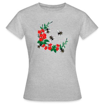 Blumenkranz mit Honigbienen - Frauen T-Shirt - Grau meliert - Vorne - AI Model Female 172 dark (172cm)