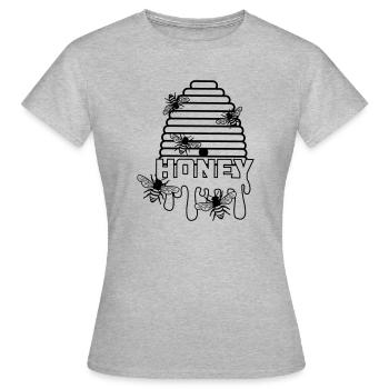 Ruche de miel d’abeille - T-shirt Femme - gris chiné - Devant - AI Model Female 172 dark (172cm)