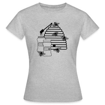 Ruche avec du miel et des abeilles - T-shirt Femme - gris chiné - Devant - AI Model Female 172 dark (172cm)