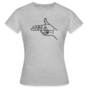 Le pistolet à geste de la main a effrayé la guerre - T-shirt Femme - gris chiné - Devant - AI Model Female 172 dark (172cm)
