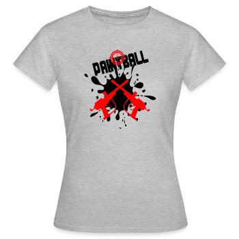 Paintball-Ziel mit zwei roten Kanonen - Frauen T-Shirt - Grau meliert - Vorne - AI Model Female 172 dark (172cm)