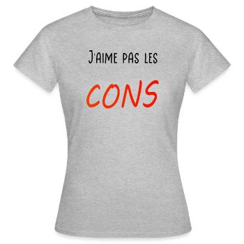 J’aime pas les cons - T-shirt Femme - gris chiné - Devant - AI Model Female 172 dark (172cm)