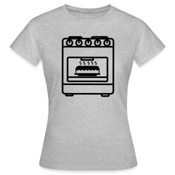 Gas stove oven with cake - Women's T-Shirt - heather grey - Front - AI Model Female 172 dark (172cm)