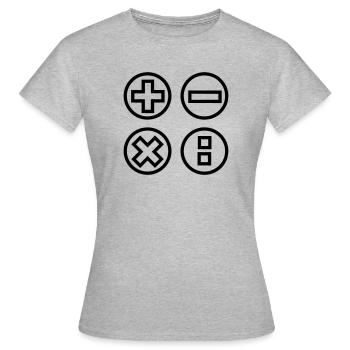 Logo mit vier Emblemen berechnen Schattenbild - Frauen T-Shirt - Grau meliert - Vorne - AI Model Female 172 dark (172cm)