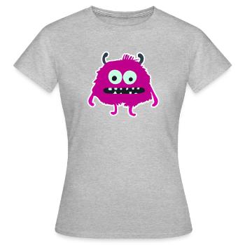 Monstre Pourpre Poilue | Créature mignonne et ridicule - T-shirt Femme - gris chiné - Devant - AI Model Female 172 dark (172cm)