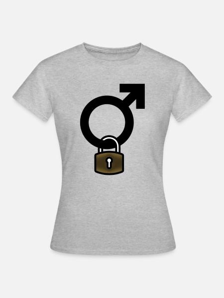 Herren mit Vorhängeschloss - Frauen T-Shirt - Grau meliert