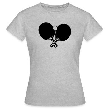 Zwei Tischtennisschläger mit Ball gekreuzt - Frauen T-Shirt - Grau meliert - Vorne - AI Model Female 172 dark (172cm)