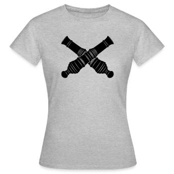 Zwei Kanonenrohre gekreuzt - Frauen T-Shirt - Grau meliert - Vorne - AI Model Female 172 dark (172cm)