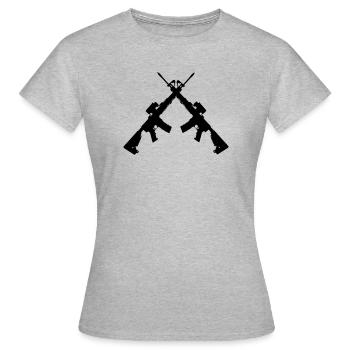 Deux Colt C7 croisés - T-shirt Femme - gris chiné - Devant - AI Model Female 172 dark (172cm)