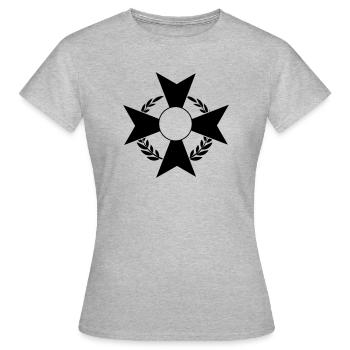 Militärkreuz mit Lorbeerkranz - Frauen T-Shirt - Grau meliert - Vorne - AI Model Female 172 dark (172cm)