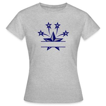 Star dark blue and grey with bar between them - Women's T-Shirt - heather grey - Front - AI Model Female 172 dark (172cm)