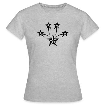 Étoile avec quatre étoiles rayonnantes au-dessus - T-shirt Femme - gris chiné - Devant - AI Model Female 172 dark (172cm)
