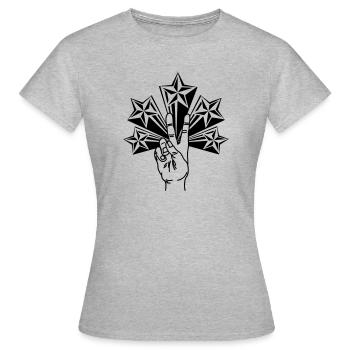 Cinq étoiles avec signe de paix V - T-shirt Femme - gris chiné - Devant - AI Model Female 172 dark (172cm)