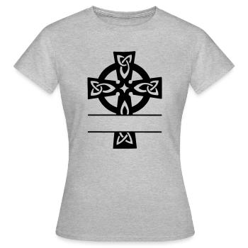 Celtic cross monogram logo - Women's T-Shirt - heather grey - Front - AI Model Female 172 dark (172cm)