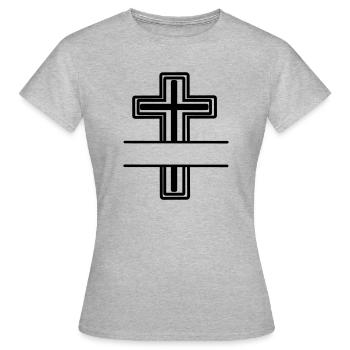 Croix monogramme - T-shirt Femme - gris chiné - Devant - AI Model Female 172 dark (172cm)