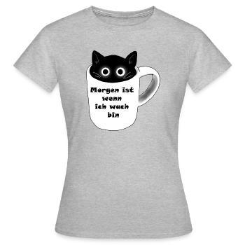 Morgen ist wenn ich wach bin - Frauen T-Shirt - Grau meliert - Vorne - AI Model Female 172 dark (172cm)