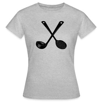 Crossed soup spoon and slotted spoon - Women's T-Shirt - heather grey - Front - AI Model Female 172 dark (172cm)