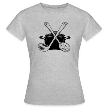 Pan soup spoon and slotted spoon light - Women's T-Shirt - heather grey - Front - AI Model Female 172 dark (172cm)