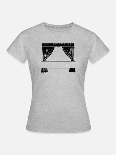 Vorhänge mit Aussparung - Frauen T-Shirt - Grau meliert