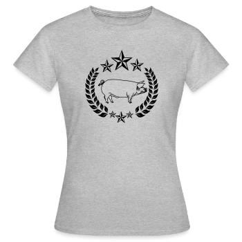 Cochon transparent cochon dans une couronne de laurier - T-shirt Femme - gris chiné - Devant - AI Model Female 172 dark (172cm)