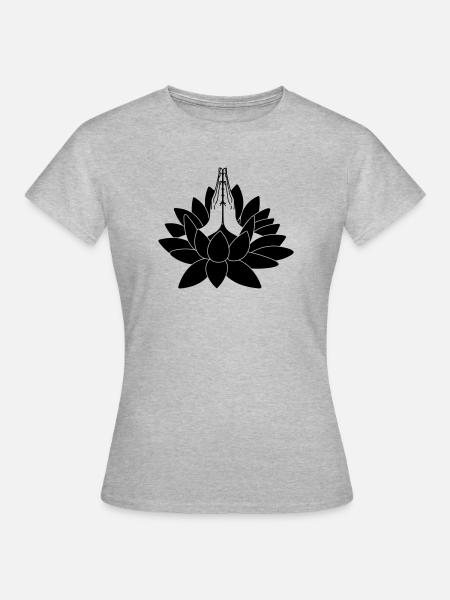 Zwei Hände aus Lotus-Namaste - Frauen T-Shirt - Grau meliert
