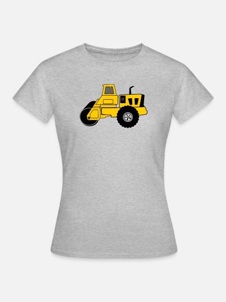 Gelbe Walzenmaschine - Frauen T-Shirt - Grau meliert