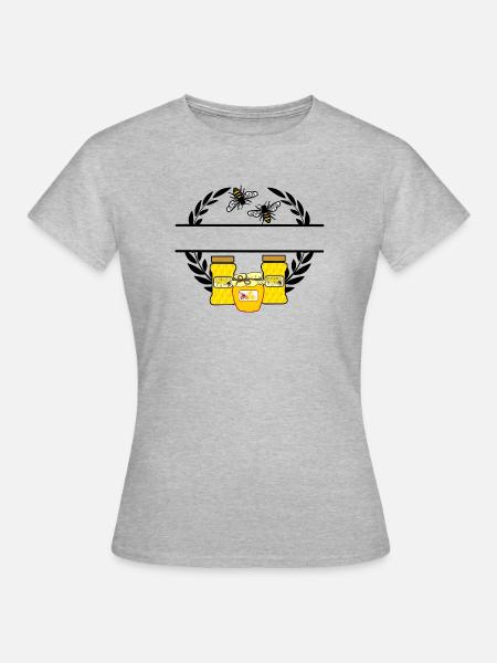 Bienenbanner mit Honiggläsern - Frauen T-Shirt - Grau meliert